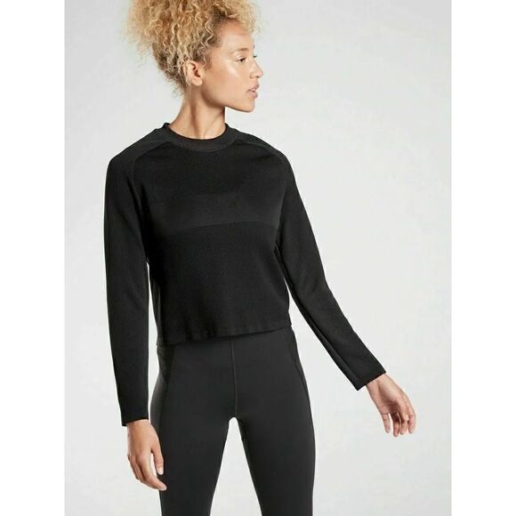 Athleta Black Turbo Seamless Sweatshirt size L - Picture 1 of 9